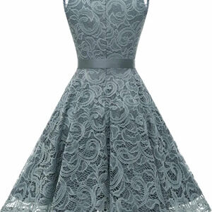 NIB Dressystar Women Floral Lace Party Dress Short with V Neck Grey. XL. $45